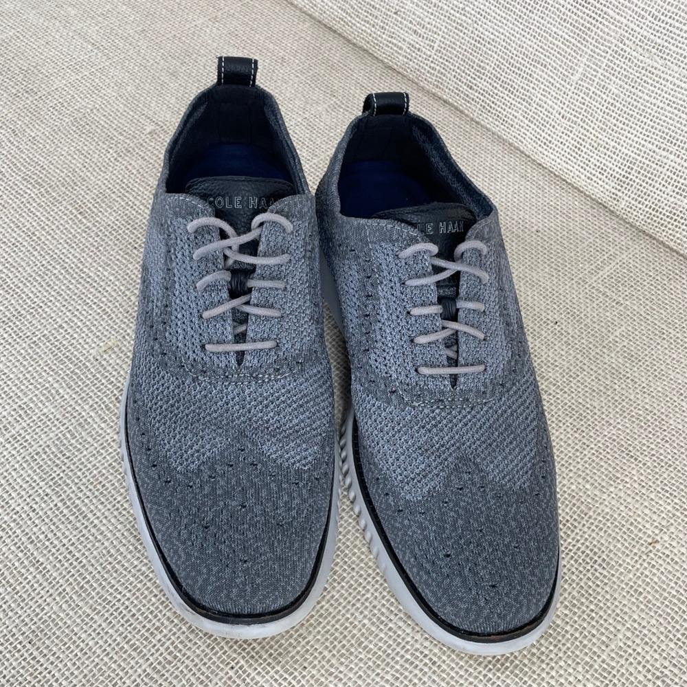 Cole Haan Zerogrand‎ Stitchlite Wingtip Oxford Mens 10 Grey Knit Sneakers C27565 - Picture 7 of 10